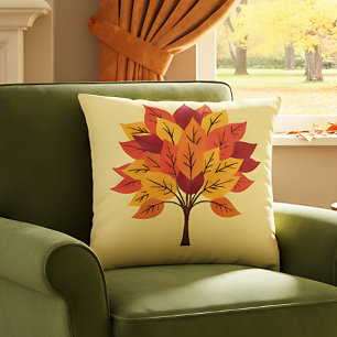 Bauernhaus Herbstdekor mit Herbstbaumdesign Kissen
