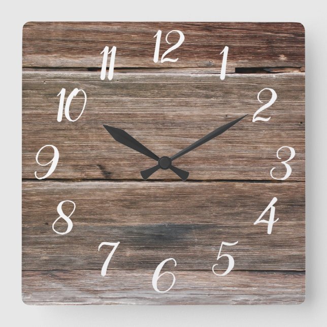 Bauernhaus-hölzerne Druck-Uhr Quadratische Wanduhr (Vorderseite)