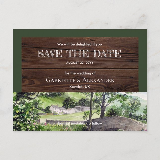 Bauernhaus in der Nähe von Thirlmere Wedding Save  Ankündigungspostkarte (Vorderseite)
