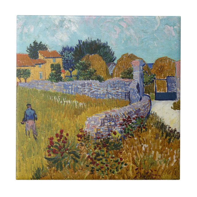Bauernhaus in Provence (1888) von Vincent Van Gogh Fliese (Vorderseite)