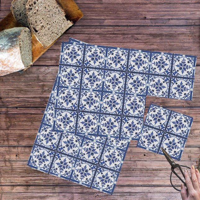 Bauernhaus Küche Country Style Blue on White Tile Seidenpapier (Von Creator hochgeladen)