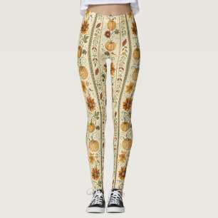 Bauernhaus-Kürbis-Herbstlaub-Muster Leggings