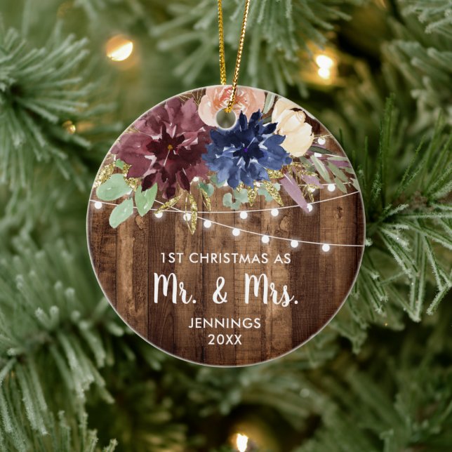 Bauernhaus Leuchten Personalisiert 1. Weihnachtsfe Keramik Ornament (Baum)