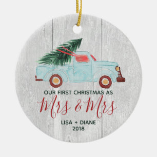 Bauernhaus-Lieferwagen-LKW-rustikale Frau Frau Gay Keramik Ornament