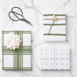 Bauernhaus Moderne weiche grüne Weihnachtszeit Geschenkpapier Set