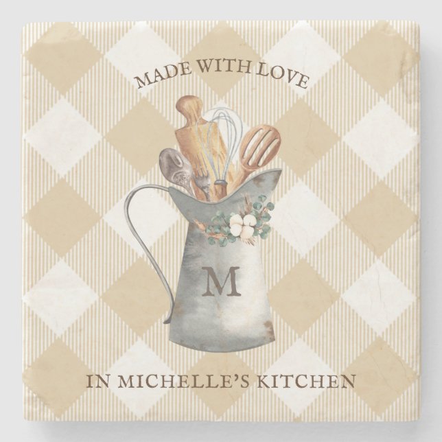 Bauernhaus-Monogramm-Name Steinuntersetzer (Vorderseite)