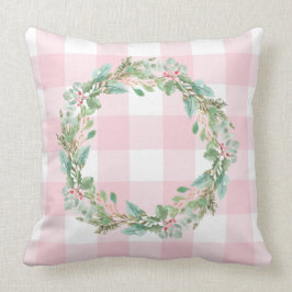 Bauernhaus Pastel Rosa Karo Karierter Weihnachtsbr Kissen
