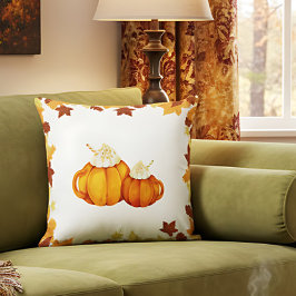 Bauernhaus Pumpkin Tasse Fall Cosy Akzent Kissen