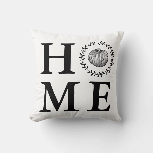 Bauernhaus Pumpkin Wreath Zuhause Kissen (Vorderseite)