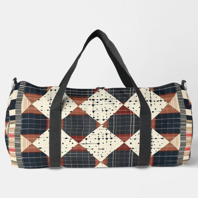 Bauernhaus Quilt Muster Duffle Bag (Vorderseite)