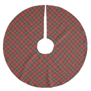 Bauernhaus-rot-schwarz-goldenes diagonales Karomus Polyester Weihnachtsbaumdecke