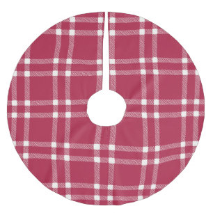 Bauernhaus rot von weißer Hand gezeichnet kariert Polyester Weihnachtsbaumdecke