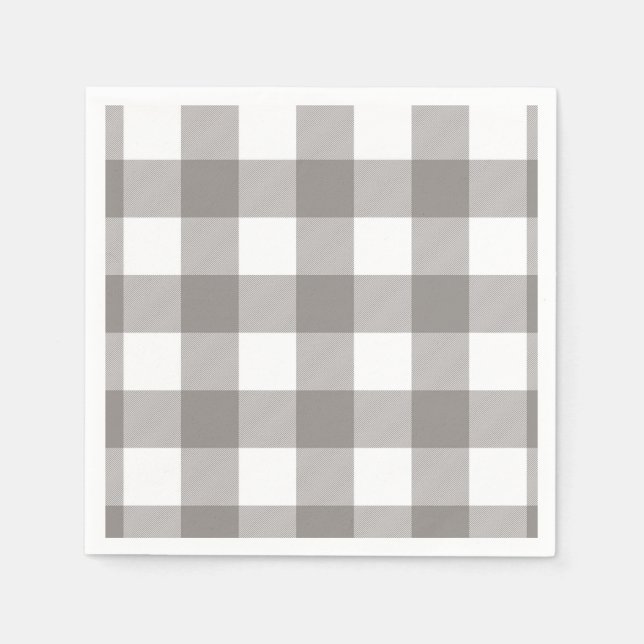 Bauernhaus Rustic Grau & White Buffalo Karierter P Serviette (Vorderseite)