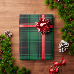 Bauernhaus schwarz rotes rustikales Tartan kariert Geschenkpapier