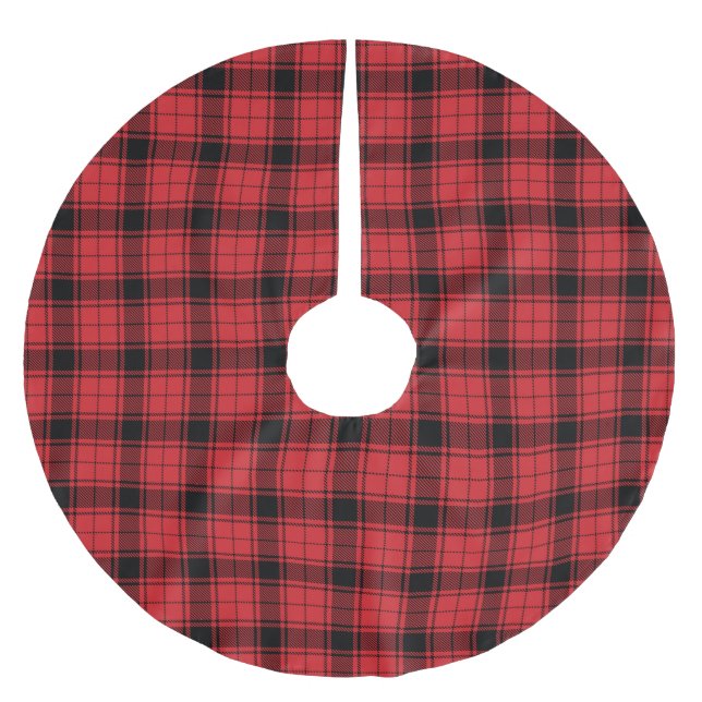 Bauernhaus schwarz rustikal kariertes Muster Polyester Weihnachtsbaumdecke (Vorderseite)