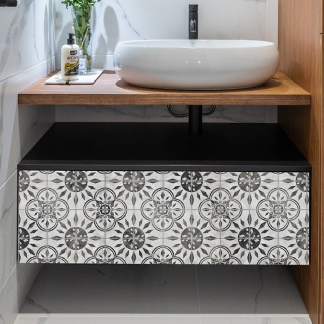 Bauernhaus Schwarz-Weiß-Rustikal Tile Decoupage Seidenpapier (Von Creator hochgeladen)