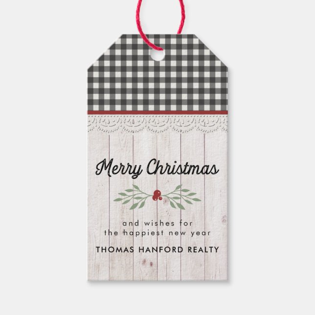 Bauernhaus Shiplap & Buffalo Karo Weihnachten Geschenkanhänger (Vorderseite)