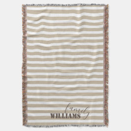 Bauernhaus Tan Stripes Throw Blanket Decke
