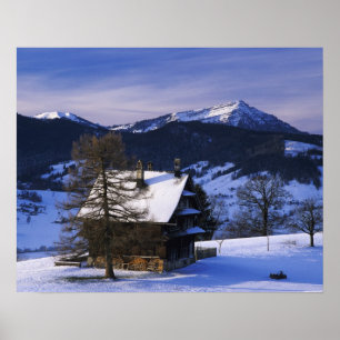 Bauernhaus und Monte Rigi und Pilatus, Poster
