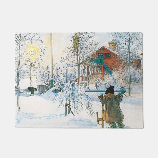 Bauernhaus und Waschhaus von Carl Larsson Fußmatte (Vorderseite)
