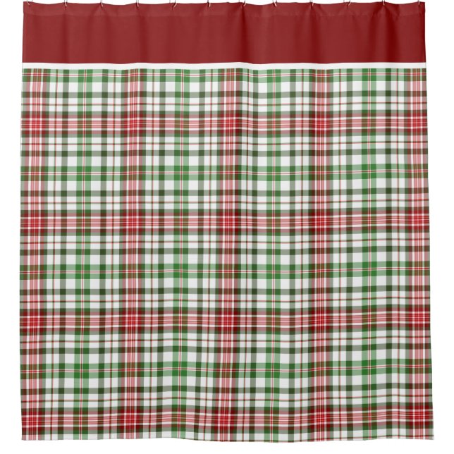 Bauernhaus-Weihnachtskariertes rotes Grün weg vom Duschvorhang (Vorderseite)