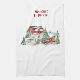 Bauernhaus Weihnachtsstall und LKW-Schneeszene Geschirrtuch