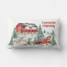 Bauernhaus Weihnachtsstall und LKW-Schneeszene Lendenkissen