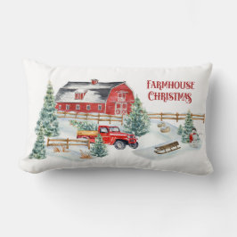 Bauernhaus Weihnachtsstall und LKW-Schneeszene Lendenkissen