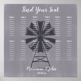 Bauernhaus Windmühle Betondecke Hochzeitssitzkarte Poster