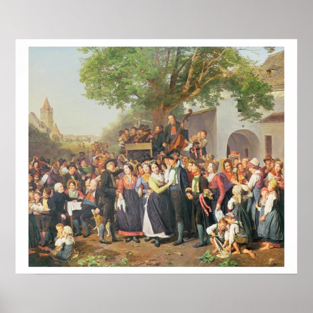 Bauernhochzeit in Niederösterreich (Öl auf Leinwan Poster (Vorne)