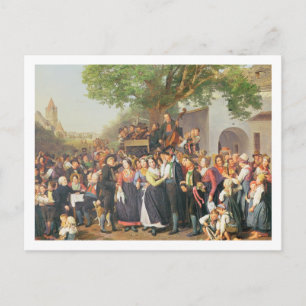 Bauernhochzeit in Niederösterreich (Öl auf Leinwan Postkarte