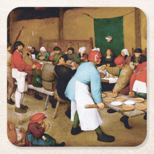 Bauernhochzeit, Pieter Bruegel Rechteckiger Pappuntersetzer