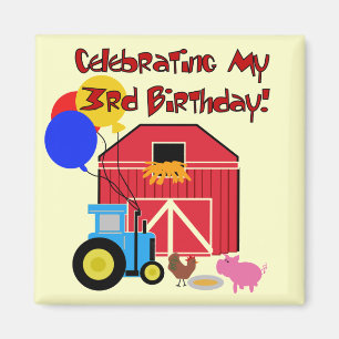 Bauernhof 3. Geburtstag T - Shirt und Geschenke Magnet