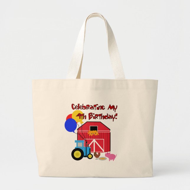 Bauernhof 4. Geburtstag Tshirts und Geschenke Jumbo Stoffbeutel (Vorne)