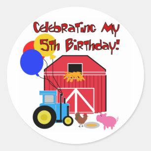 Bauernhof 5th Birthday Tshirts und Geschenke Runder Aufkleber