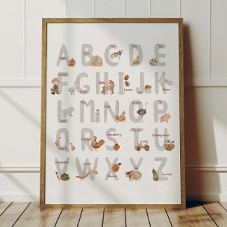 Bauernhof Alphabet ABC Poster Kinderzimmer Dekorat