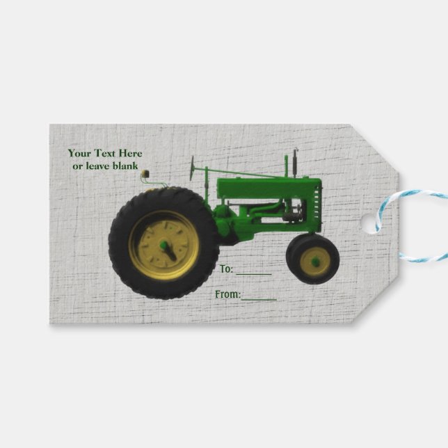 Bauernhof Barnyard Traktor Rustikales Land Weißes  Geschenkanhänger (Vorderseite (Horizontal))