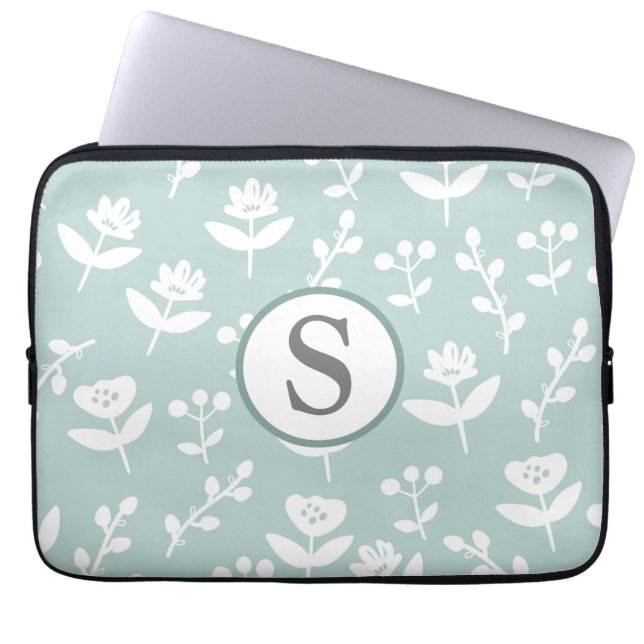 Bauernhof Blumengrün Monogramm erste Laptopschutzhülle (Vorderseite)