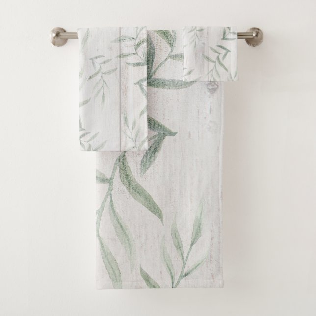 Bauernhof Botanisches Weißholz Rustikale Blätter Badhandtuch Set (Insitu)
