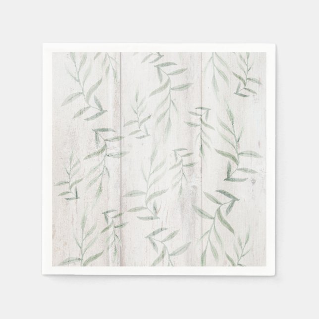 Bauernhof Botanisches Weißholz Rustikale Blätter Serviette (Vorderseite)