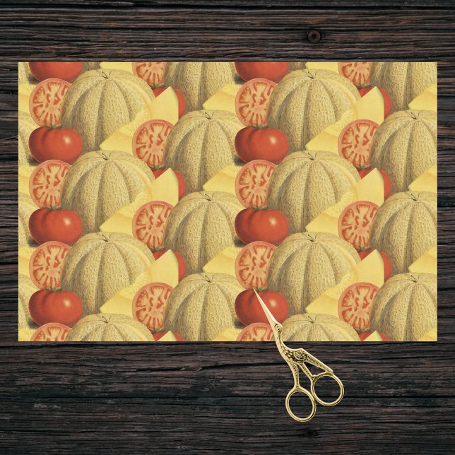 Bauernhof Chic Red Gold Cantaloupes und Tomaten Seidenpapier (Von Creator hochgeladen)