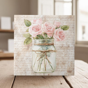 Bauernhof Cottailcore rustikales Mason Jar rosa Ro Fliese
