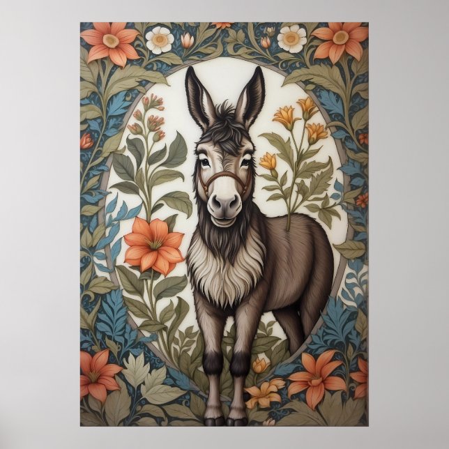 Bauernhof Donkey William Morris Inspiriert Poster (Vorne)