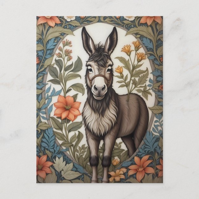 Bauernhof Donkey William Morris Inspiriert Postkarte (Vorderseite)