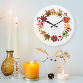 Bauernhof Ernte Herbst Herbstleaves Wreath Große Wanduhr