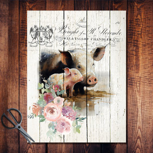 Bauernhof Floral Berkshire Schweine Seidenpapier