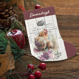 Bauernhof Floral Leghorn Hühnchen Kleiner Weihnachtsstrumpf