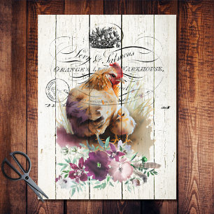 Bauernhof Floral Leghorn Hühner Seidenpapier