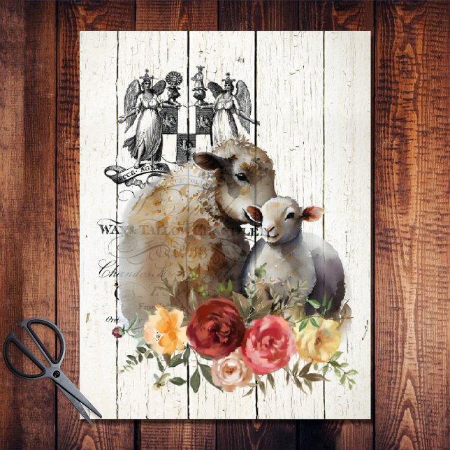 Bauernhof Floral Merino Sheep Seidenpapier (Von Creator hochgeladen)
