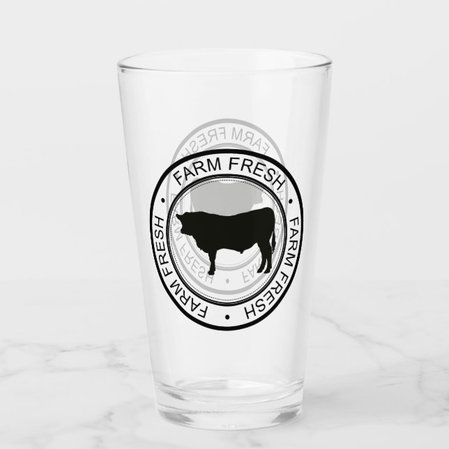 Bauernhof Fresh Bull Cow Silhouette Glas (Vorderseite)
